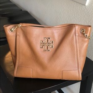 Tan Tory Burch tote and crossbody